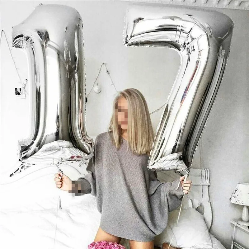 

Big Size Gold Sliver Digital Balloon Birthday Wedding Party Decorations Foil Balloons Kid Boy toy Baby Shower