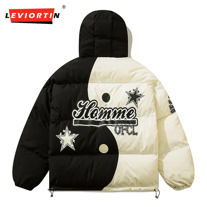 

Зимняя мужская куртка с китайским Инь Янь, парка с принтом скелета, уличная одежда, верхняя одежда, свободное теплое пальто в стиле Харадзюк...