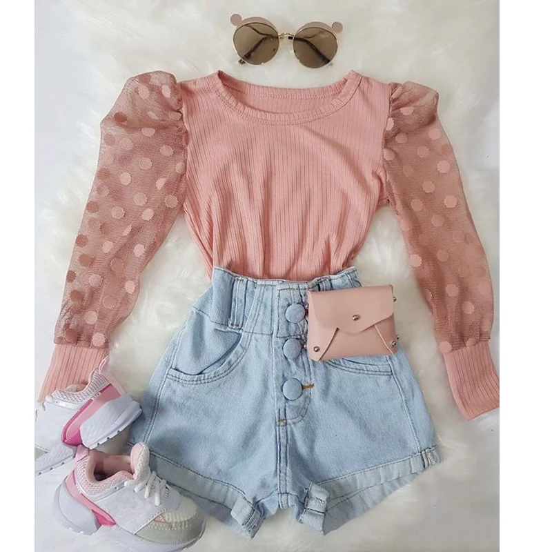 FOCUSNORM Модные осенние комплекты одежды для девочек 2 шт. женские трикотажные топы в