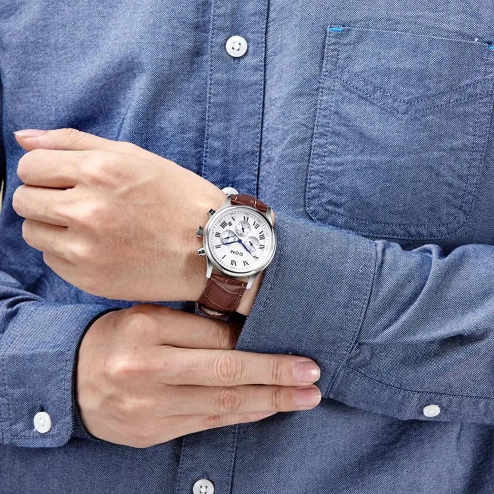 Часы DOM мужские водонепроницаемые механические с тремя циферблатами|Мужские