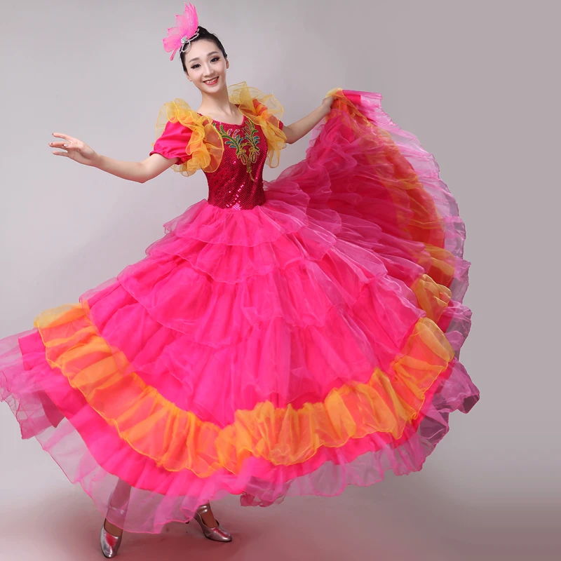 Платье Фламенко Женский танцевальный испанский костюм Женская сценическая