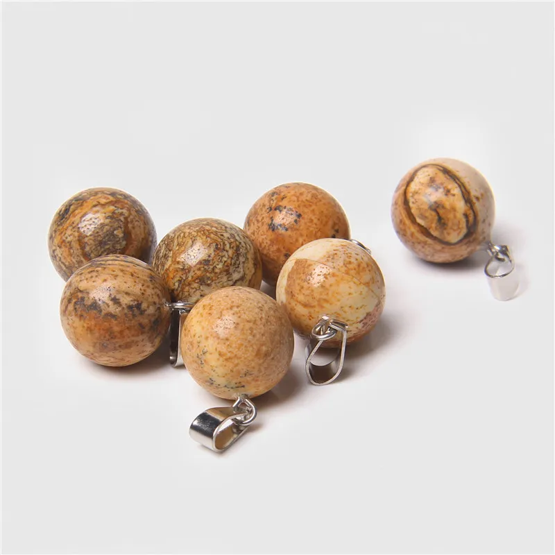 

5pcs Spherical natural stone Pendants round Aventurine agates Jades bead Pendant for women Jewelry Making necklace earring 14mm