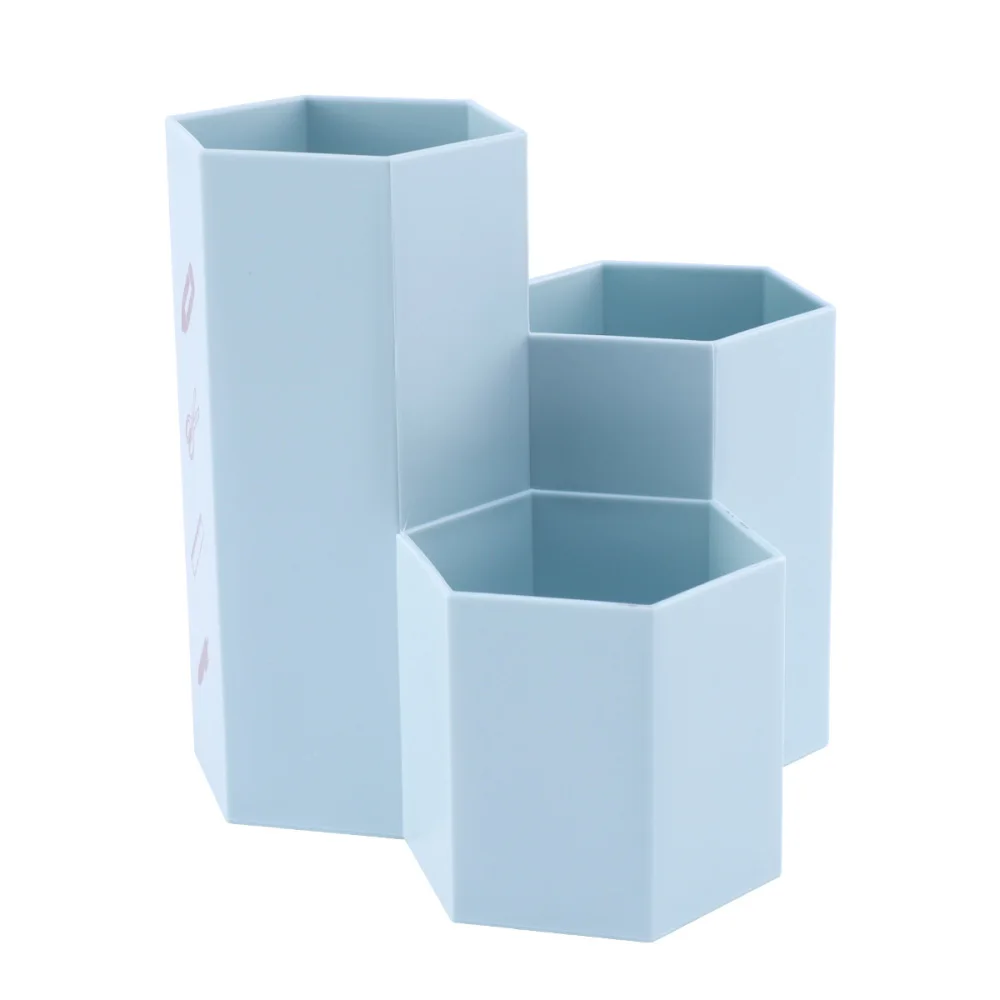

1PC Multifunctional Desktop Organizer Hexagon Stationery Pens Holder Case Box