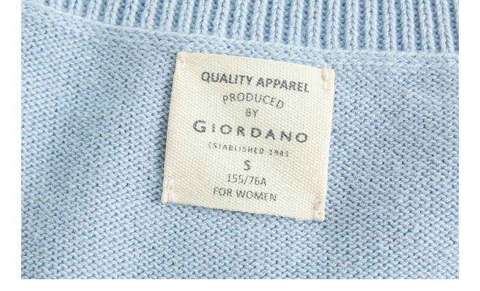 Giordano женский кардиган с v образным вырезом на пуговицах, из натурального хлопка