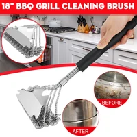 bbq grill oven brush scrubber barbecue cleaning tool steel wire brush handheld with scraper blade cleaning brushes