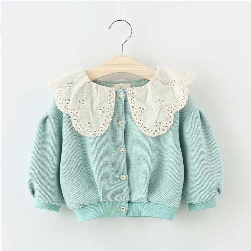 Осенняя детская одежда оптовая продажа ажурная трикотажная верхняя с кружевным