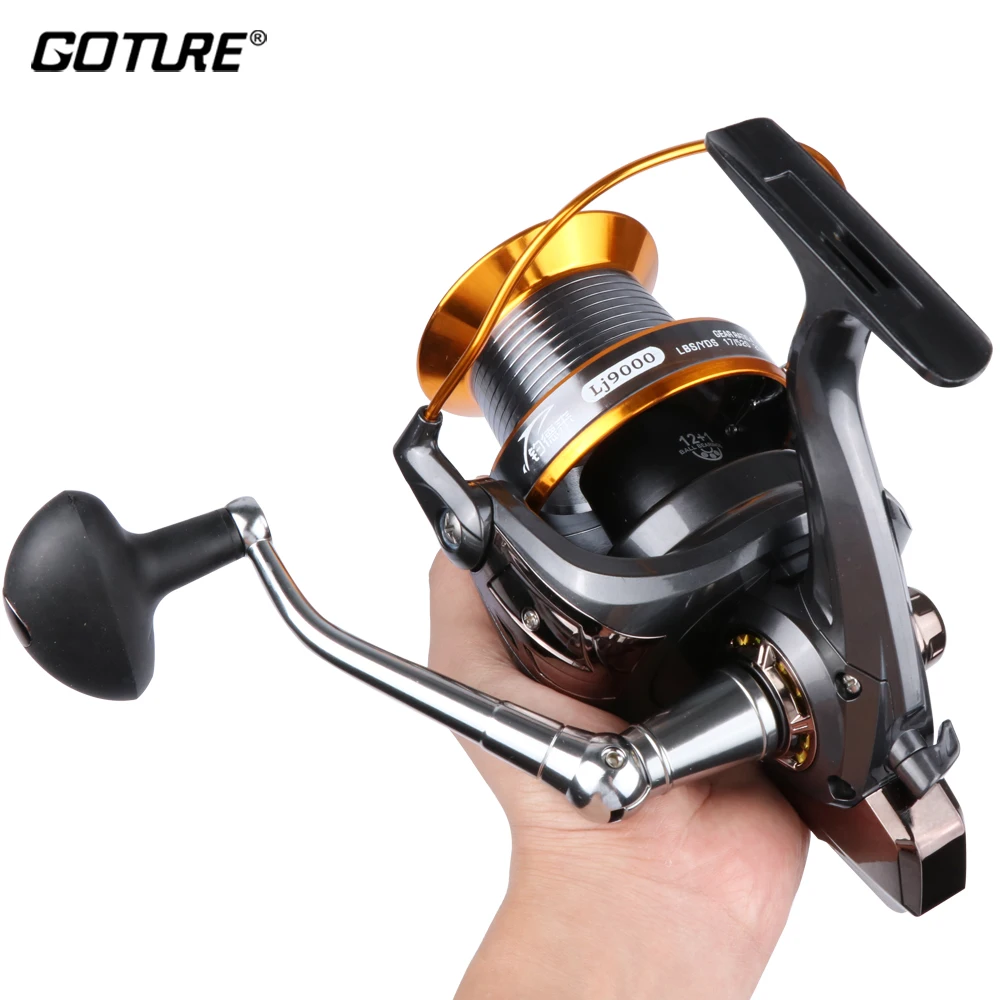 LJ9000 Saltwater Boat Fishing Reel Big Spinning Reel Carp Fishing wheel 12+1BB Metal Spool  For Trolling Long Casting