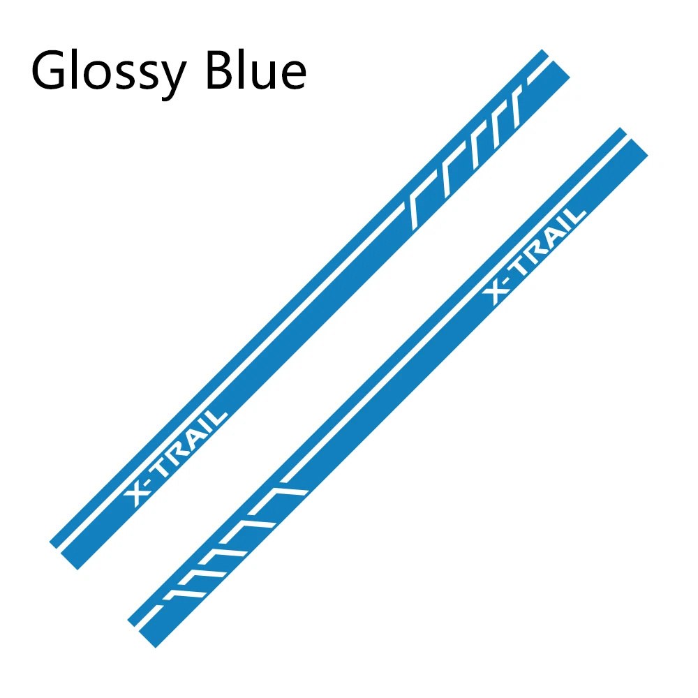 Glossy Blue 2 шт. автомобильные боковые полосы наклейки для NISSAN X-TRAIL DIY Автомобильная виниловая пленка Стайлинг наклейка украшение автомобиля Принадлежности для тюнинга - Название цвета: Glossy Blue