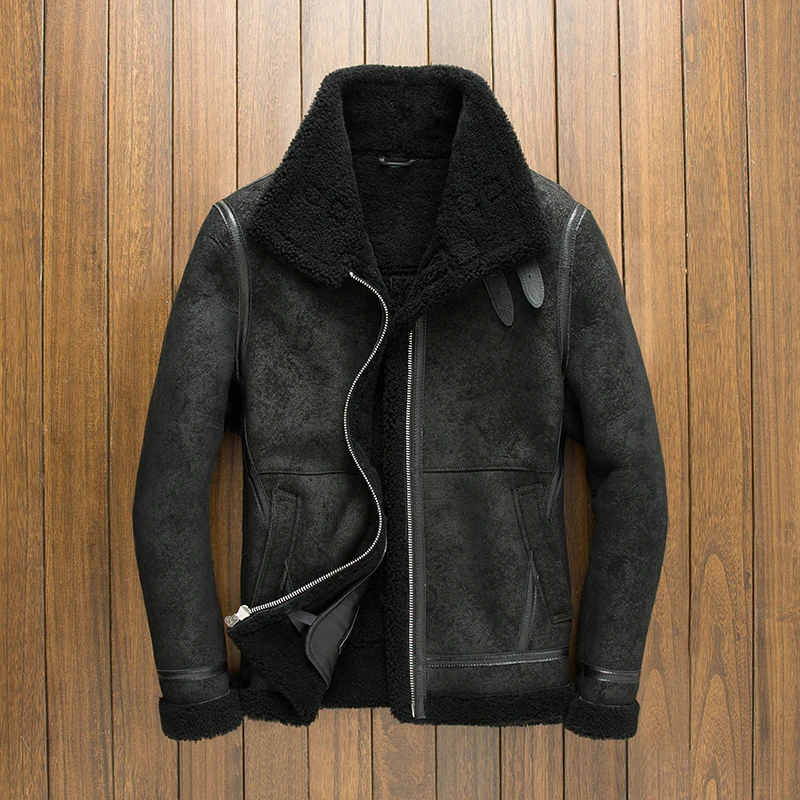 

Мужская мотоциклетная куртка из натуральной овчины, куртка из натуральной кожи с мехом овчины, верхняя одежда для зимы, LXR796