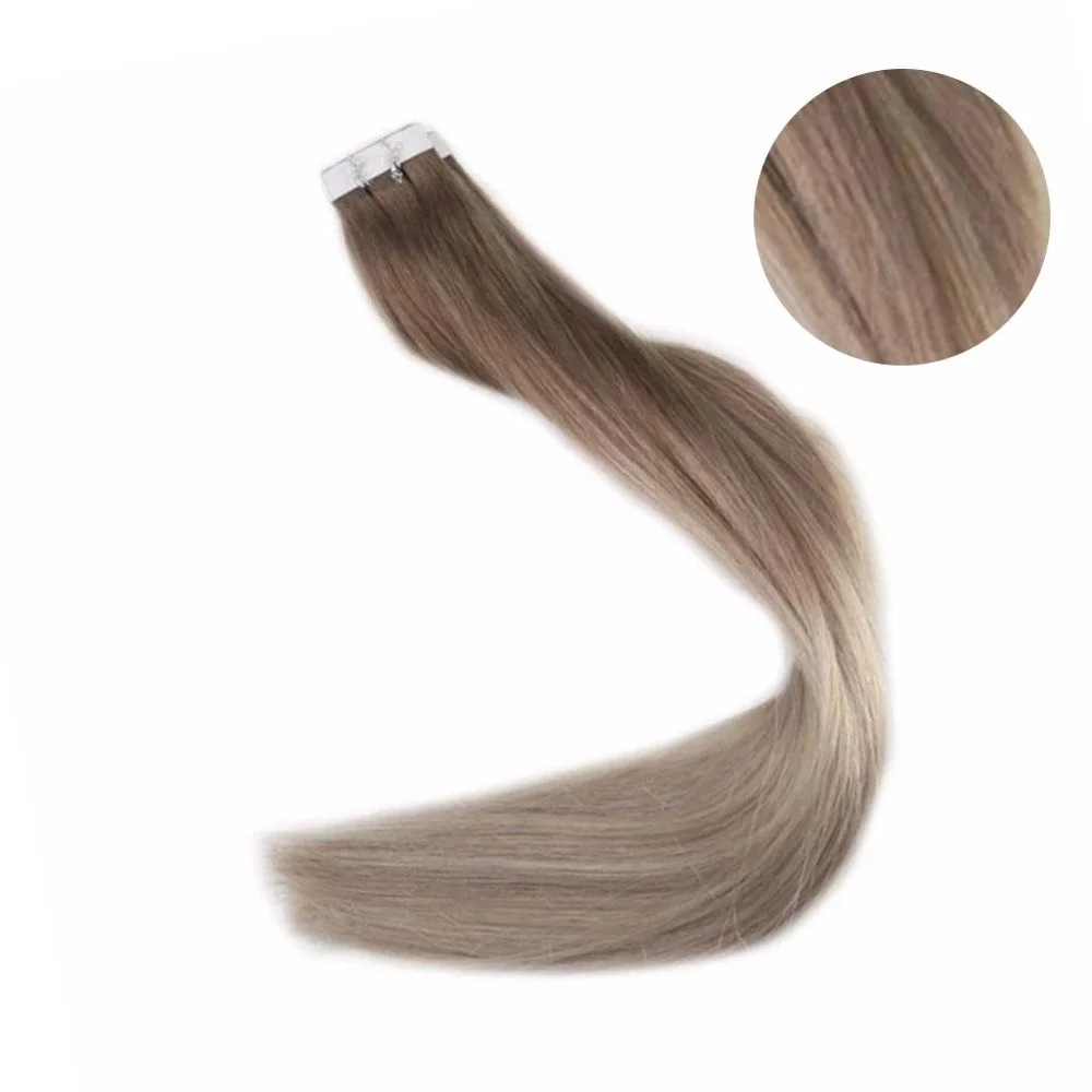 Полный блеск Balayage цвет омбер человеческие волосы на ленте для наращивания 20 шт 50 г блонд коричневый лента для наращивания машина сделано remy - Цвет: 8 18 60