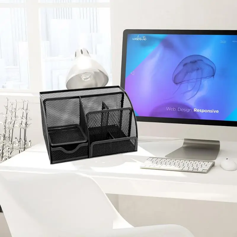 VKTECH металлическая сетка настольная офисная ручка карандаш держатель железный стол органайзер для ножниц Линейка Канцелярские принадлежности Школьные принадлежности аксессуары