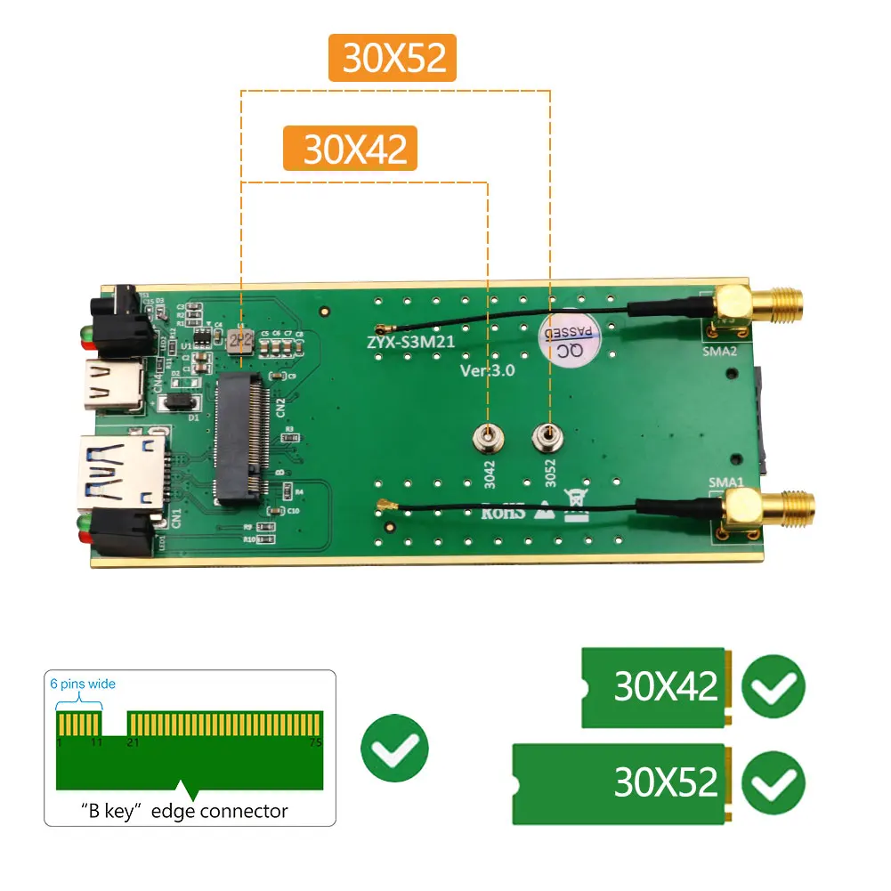 M.2 к USB 3 0 адаптер Антенна B Ключ NGFF беспроводной конвертер с сим-картой слотдля SIM