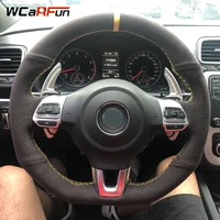 wcarfun custom hand stitched perforated suede steering wheel covers for volkswagen golf 6 gti mk6 polo gti scirocco r