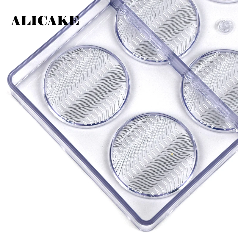 

8 Cavity Plastic Chocolate Mold Round Wave Shape Polycarbonate Chocolate Form Mould Baking Pastry Cake Decoration Bakery Tools