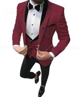 jeltonewin custom made men suits burgundy 3 pieces groom tuxedos groomsmen mens wedding blazer prom bridegroom jacketpantsvest
