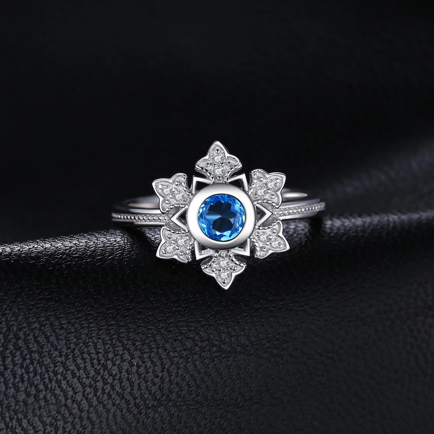 Jewelrypalace Снежинка 0.6ct натуральной голубой топаз коктейльное кольцо 925 украшений