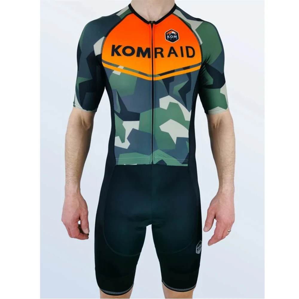 

KOMRAID UK Men Cycling Tight Skinsuit Summer Short Sleeve MTB Racing Bike Set equipo de ciclismo Triathlon Cycling Jumpsuit Kit