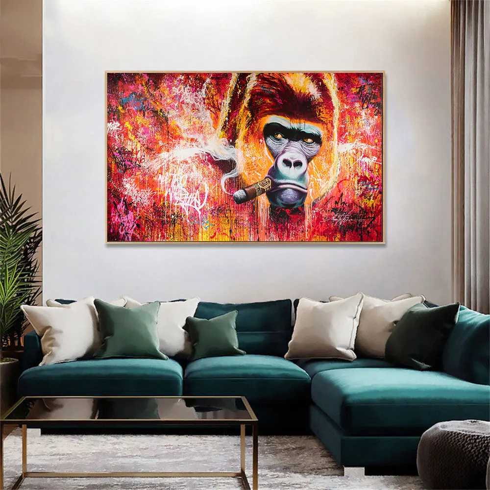

Modern Street Animal Graffiti Gorilla Canvas Painting Abstract Orangutan Pop Posters and Prints Wall Art Pictures for Home Decor