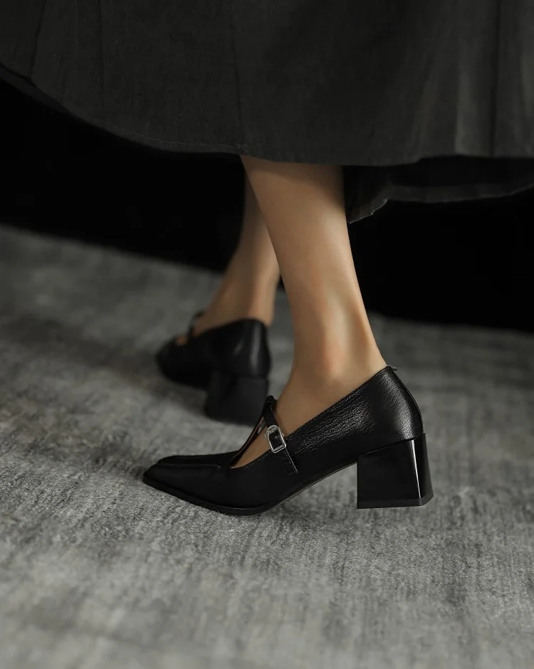 

French shallow mouth women's shoes high heel shoes new single shoes middle heel shoes