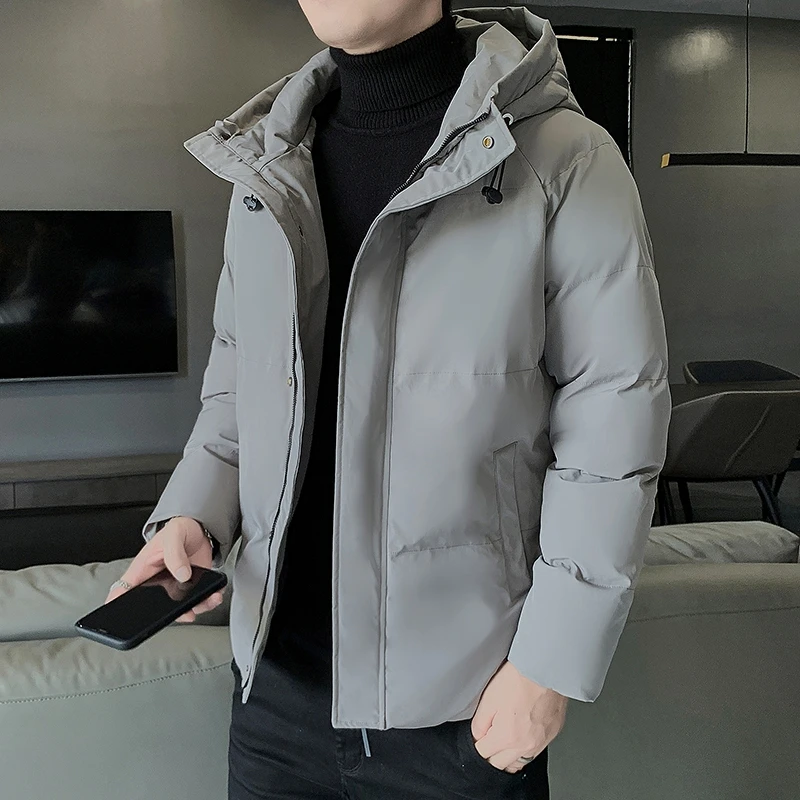 2022 New Casual Men'S Korean Large Size Jacket Thickened Warm Trend Winter Coat Short Hooded Down Cotton Padded Gentleman