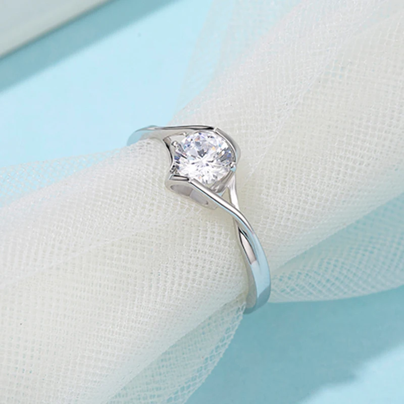 0.5ct 5 0 мм VVS1 кольца с муассантом сертификатом круглой блестящей огранки 925