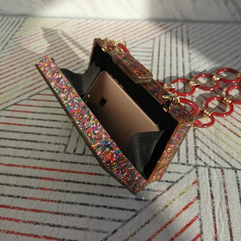 Новые женские акрил сумки Мода красочные ручные вечерние для выпускного вечера