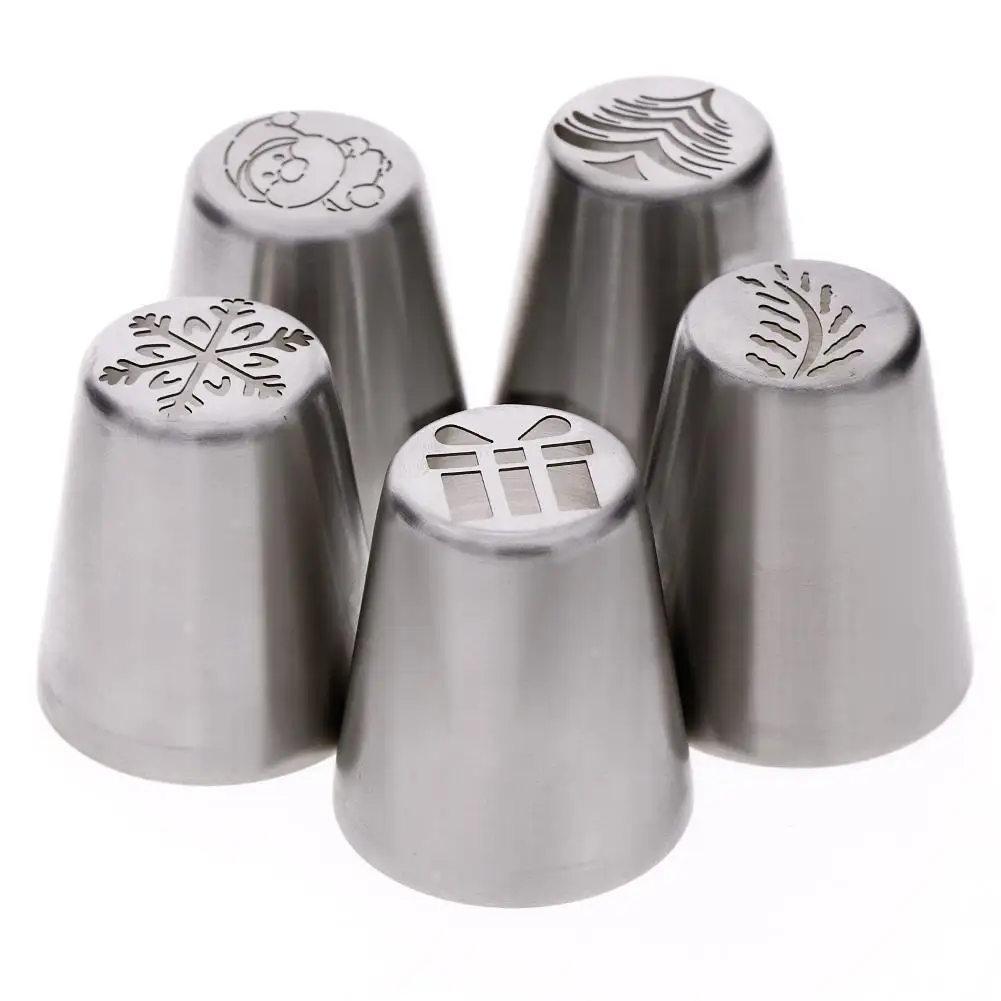 2019 Newest Hot 5pcs Stainless Steel Leaf Xmas Piping Nozzles Cake Decor Tips Russian Tools New |