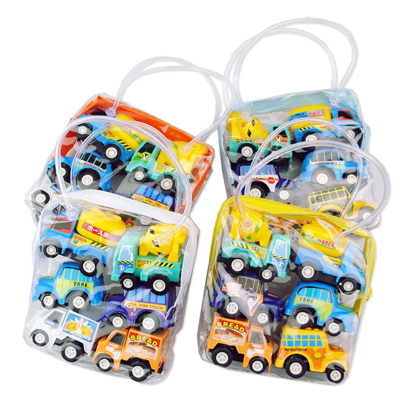 

Children Portable Push Car Toy Cute Cartoon Plastic Car Model Scenario Simulation Educational Engineering Vehicle Toy Set