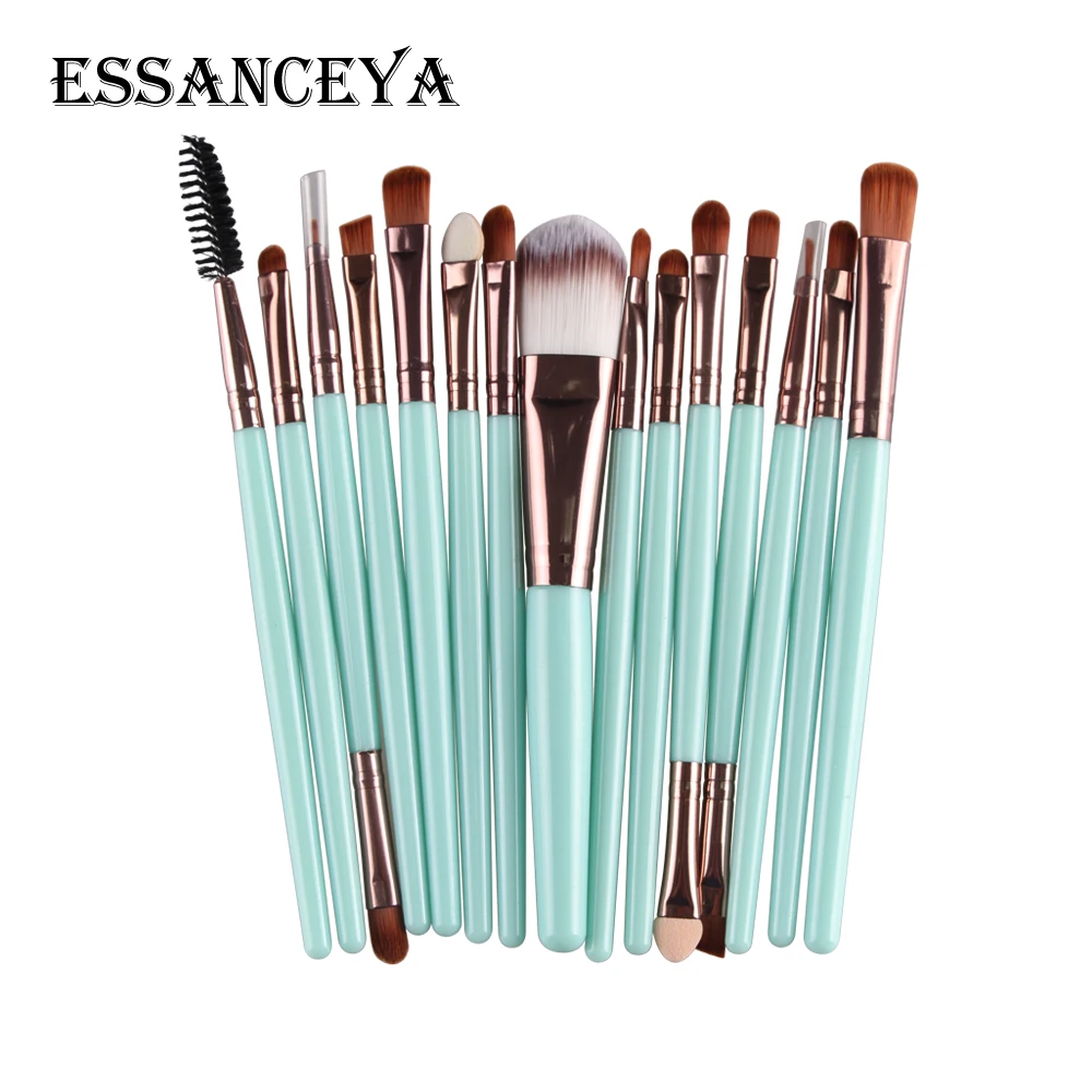 15pcs LK ESSANCEYA Pro 6-18Pcs Cosmetic Makeup Brushes Foundation Eye shadow Eyeliner Fan Make-Up Multipurpose Eye Brushes Cosmetic Tool - Handle Color: 15pcs LK