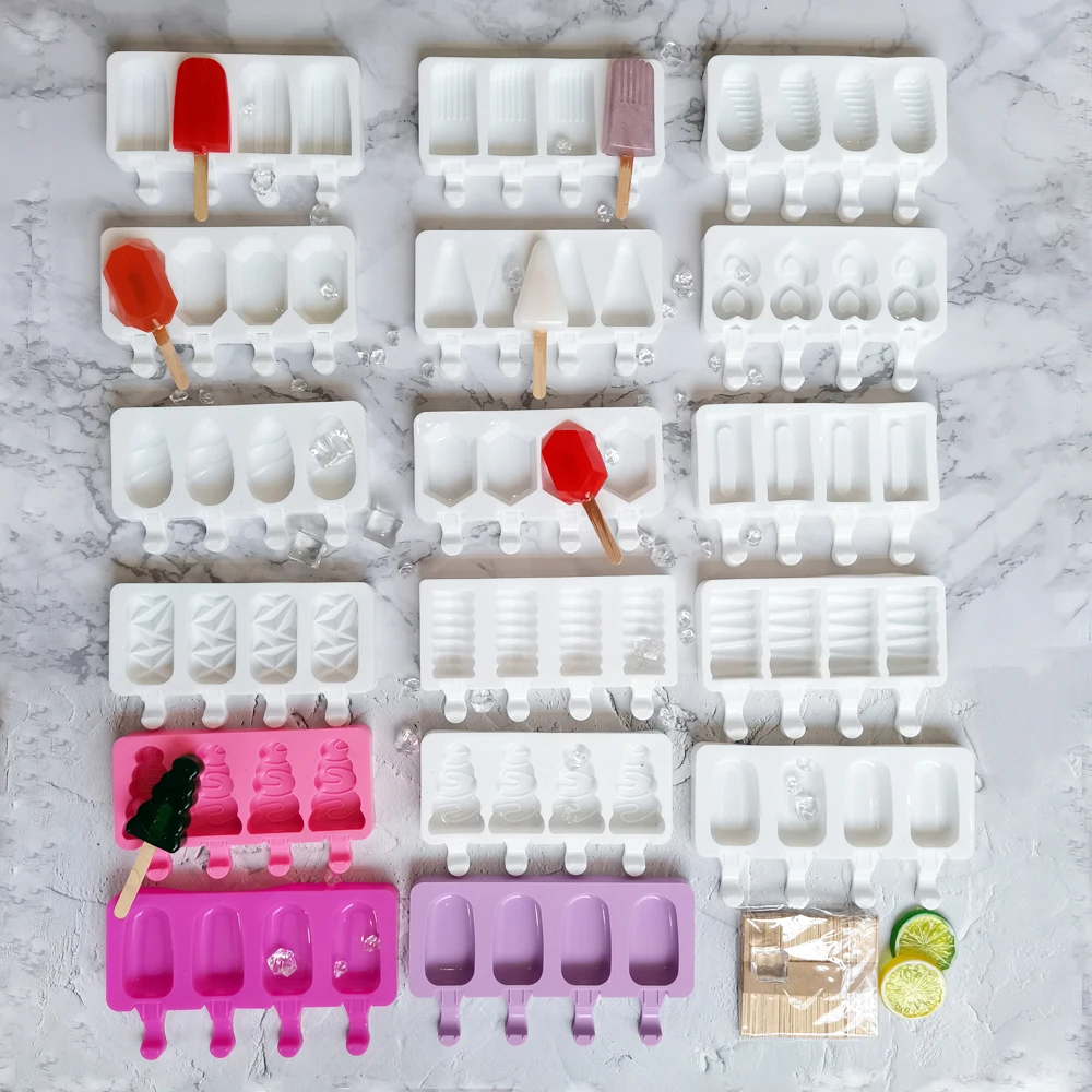 10 шт. силиконовые формочки для мороженого 4 ячейки | Дом и сад