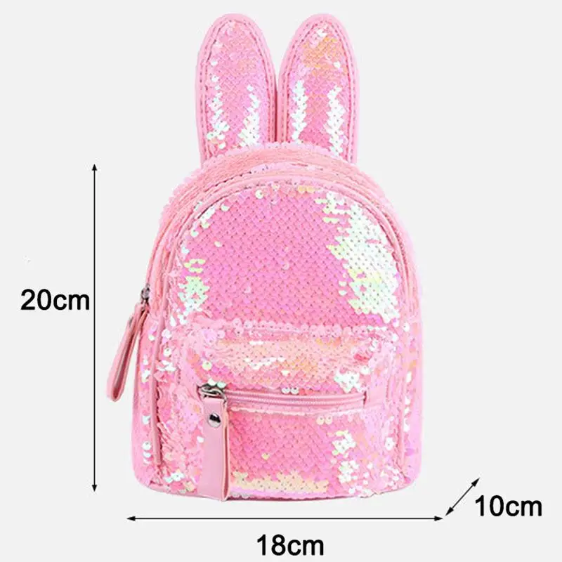 

Kids Bags Children's Backpacks Mini Bags Fashion Sequin Rabbit Ears Zipper Leather Girls Backpacks School Bags Small Backpacks
