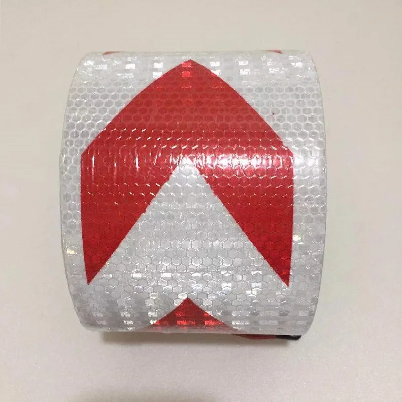 White Red Arrow 10 см* 1 м стрелка/саржа самоклеющиеся ПВХ Светоотражающая Предупреждение лента безопасности дорожного движения Строительная площадка светоотражающий направляющий знак - Цвет: White Red Arrow