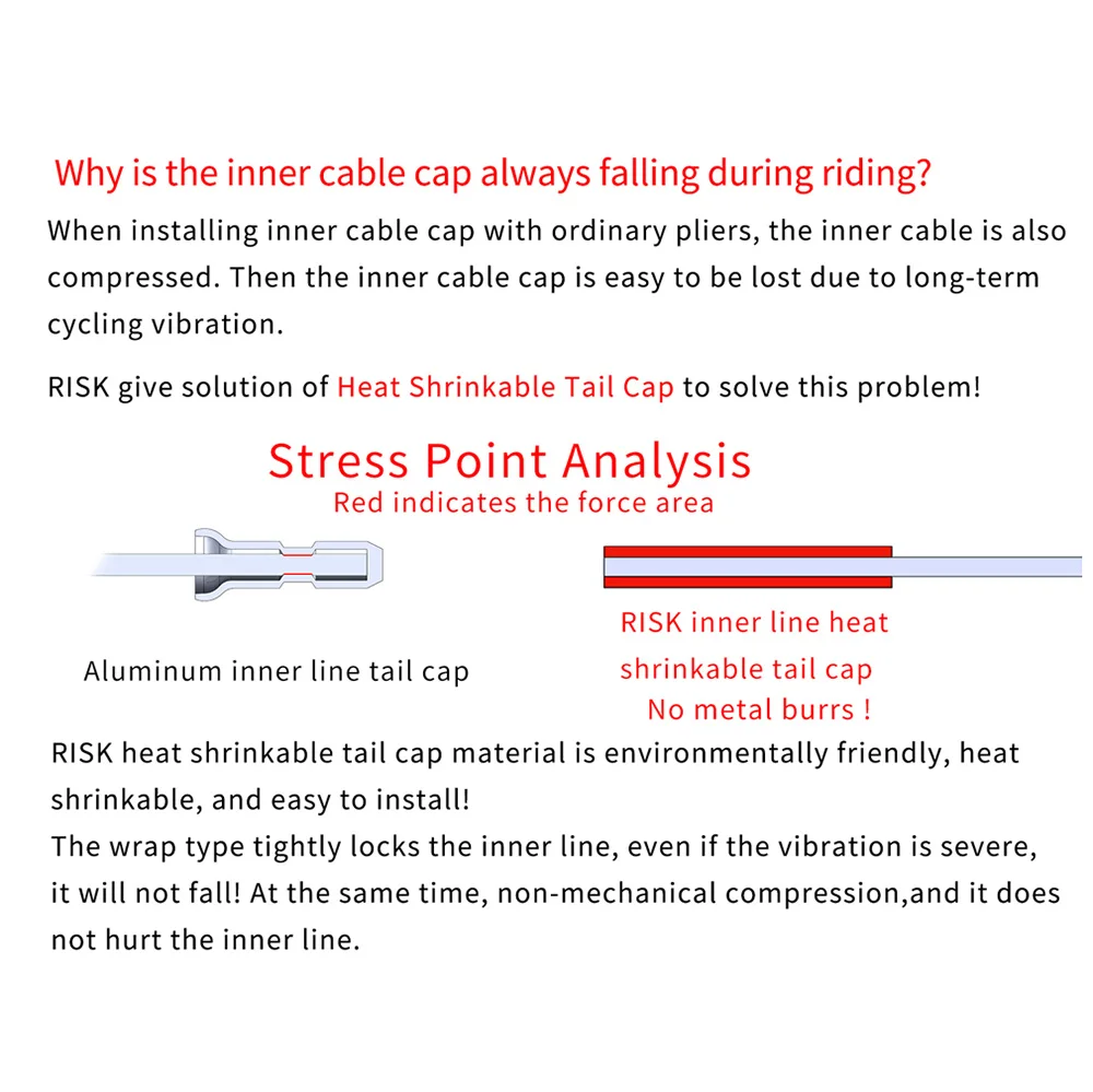 Риск 30 шт./лот термоусадочная крышка Велосипедный тормозной кабель для