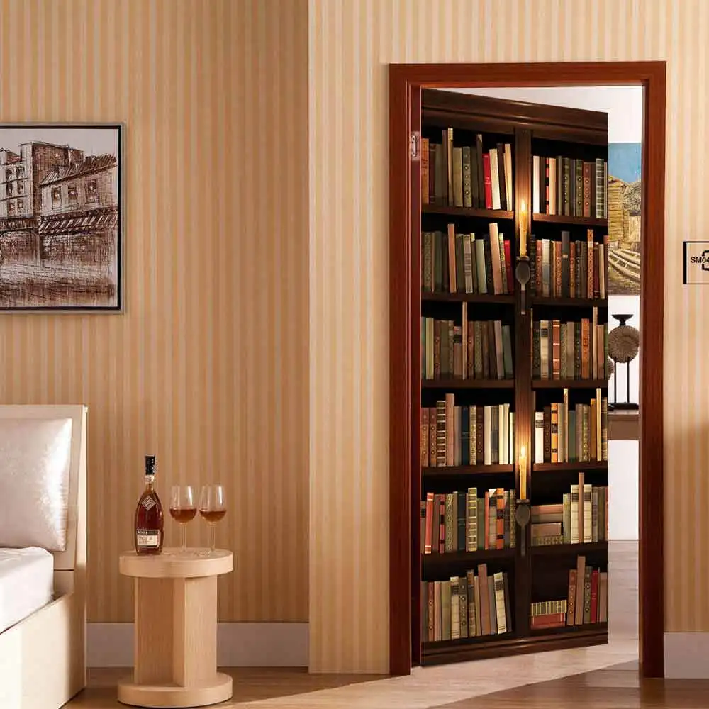 Креативные Самоклеящиеся 3D наклейки на дверь книжной полки для защиты