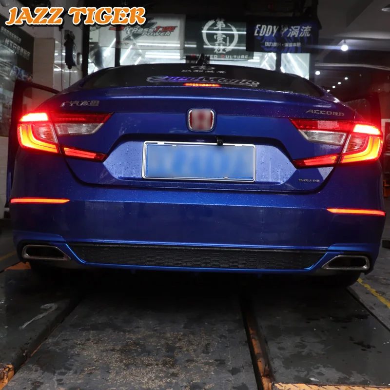 

JAZZ TIGER 2PCS Car LED Rear Fog Lamp Brake Light Dynamic Turn Signal Light Bumper Decoration Lamp For Honda Accord 2018 2019