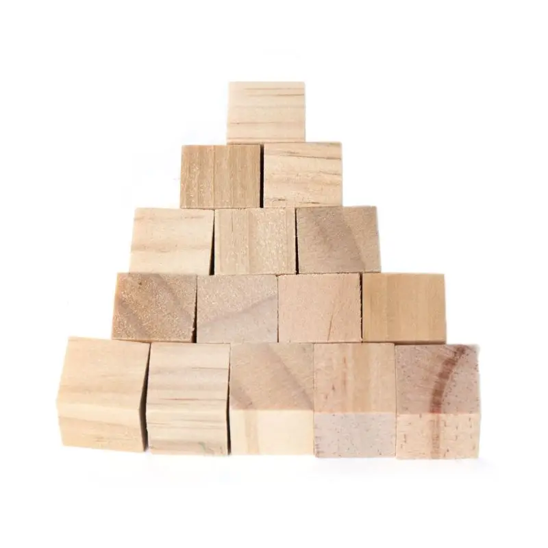 

H053 49pcs Craft Wooden Cubes 3/5 inch Wood Blocks DIY Handmade Model Kids Toys Family Party Board Game