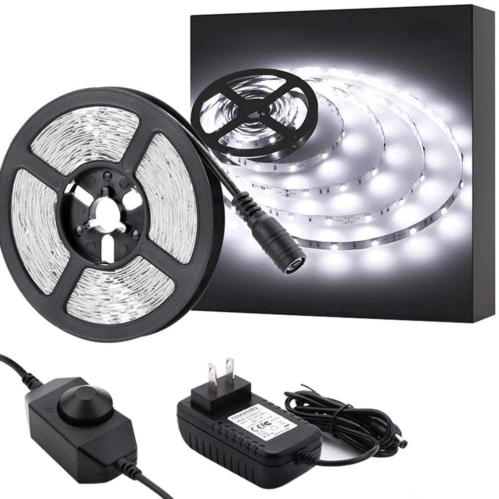 

5m LED Strip Lights Dimmable 2835 LED Tape Lights With White Light 6500K Waterproof For Home Kitchen Bedroom Closet