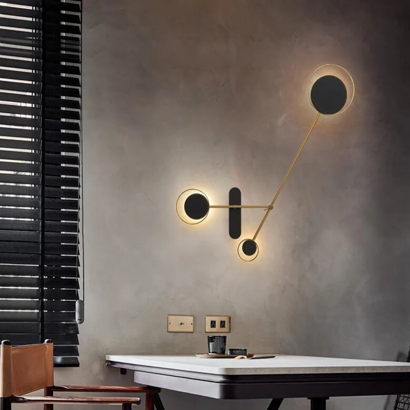 

Living Room Wall Lamps Minimalist Line Bedside lamp for bedroom Background Wall Lights for home Black Iron LED Decor Lighting