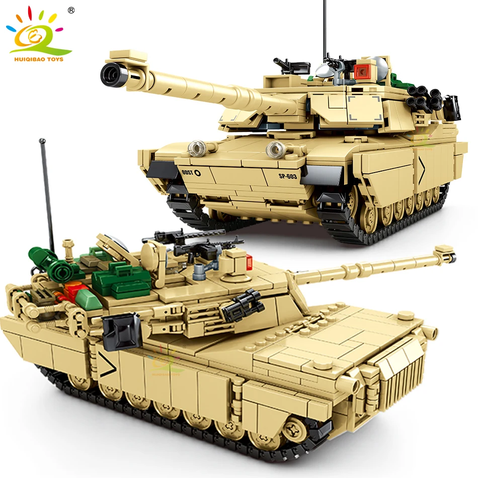 HUIQIBAO 1052 Шт Военный M1A2 большой Танк панзер строительные блоки город оружие WW2