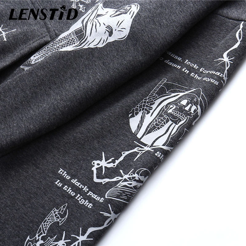 LENSTID хип хоп череп граффити пуловер толстовка с принтом Толстовка Мужская