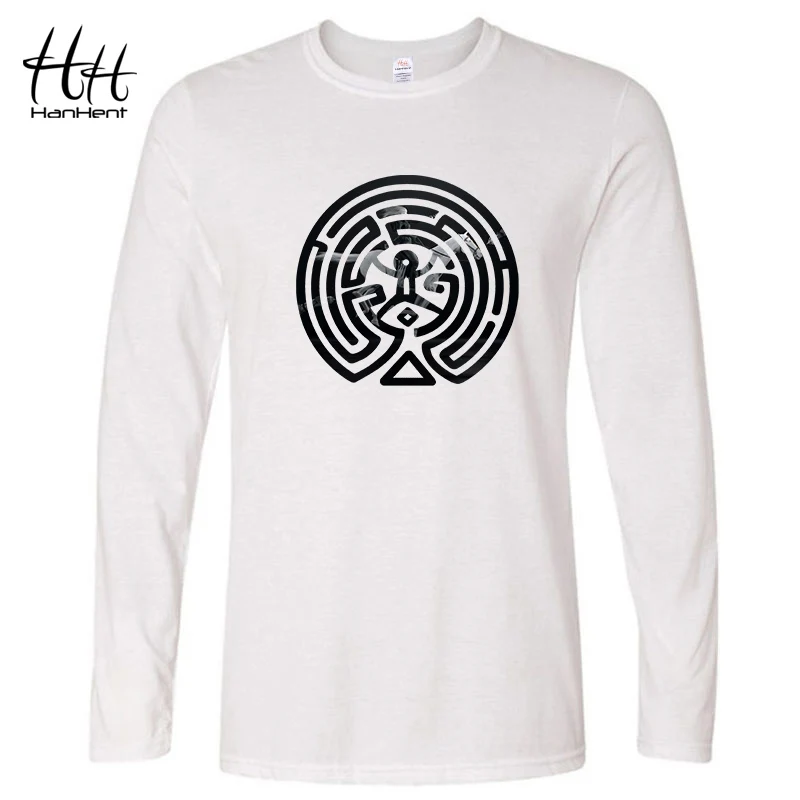 HanHent tv West world Maze мужские футболки с принтом длинные рукава вырез лодочкой хлопок