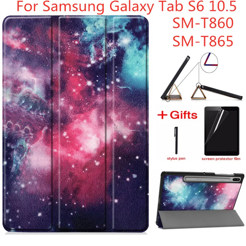Чехол для Samsung Galaxy Tab S6 10 5 SM T860 T865 2019 &quotпланшет с Умной подставкой 5|Чехлы планшетов