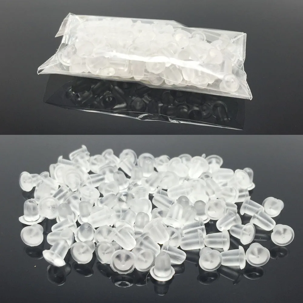 100 шт./лот тонкие мягкие силиконовые резиновые серьги фурнитура для сережек DIY