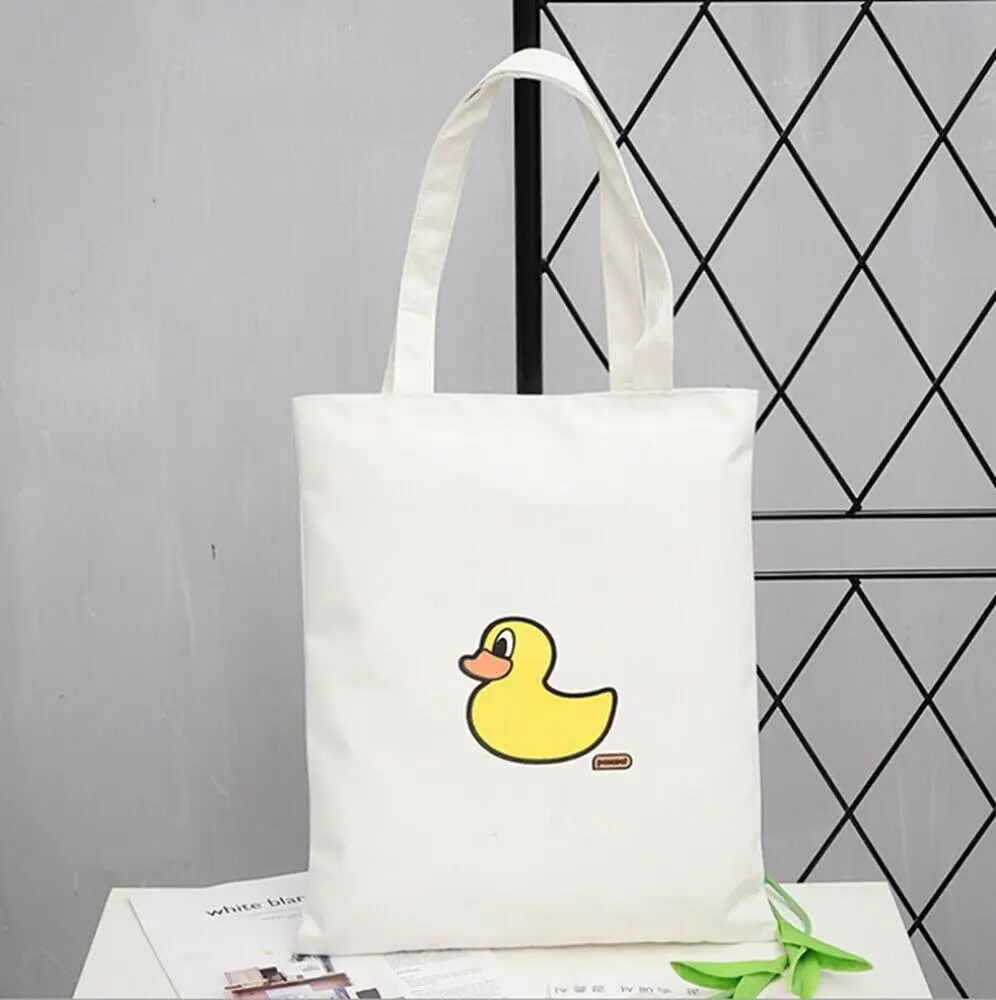 White Duck Модная брендовая Новая креативная Женская пляжная сумка через плечо, холщовая летняя сумка для отдыха, сумка для покупок, золотая молния - Цвет: White Duck