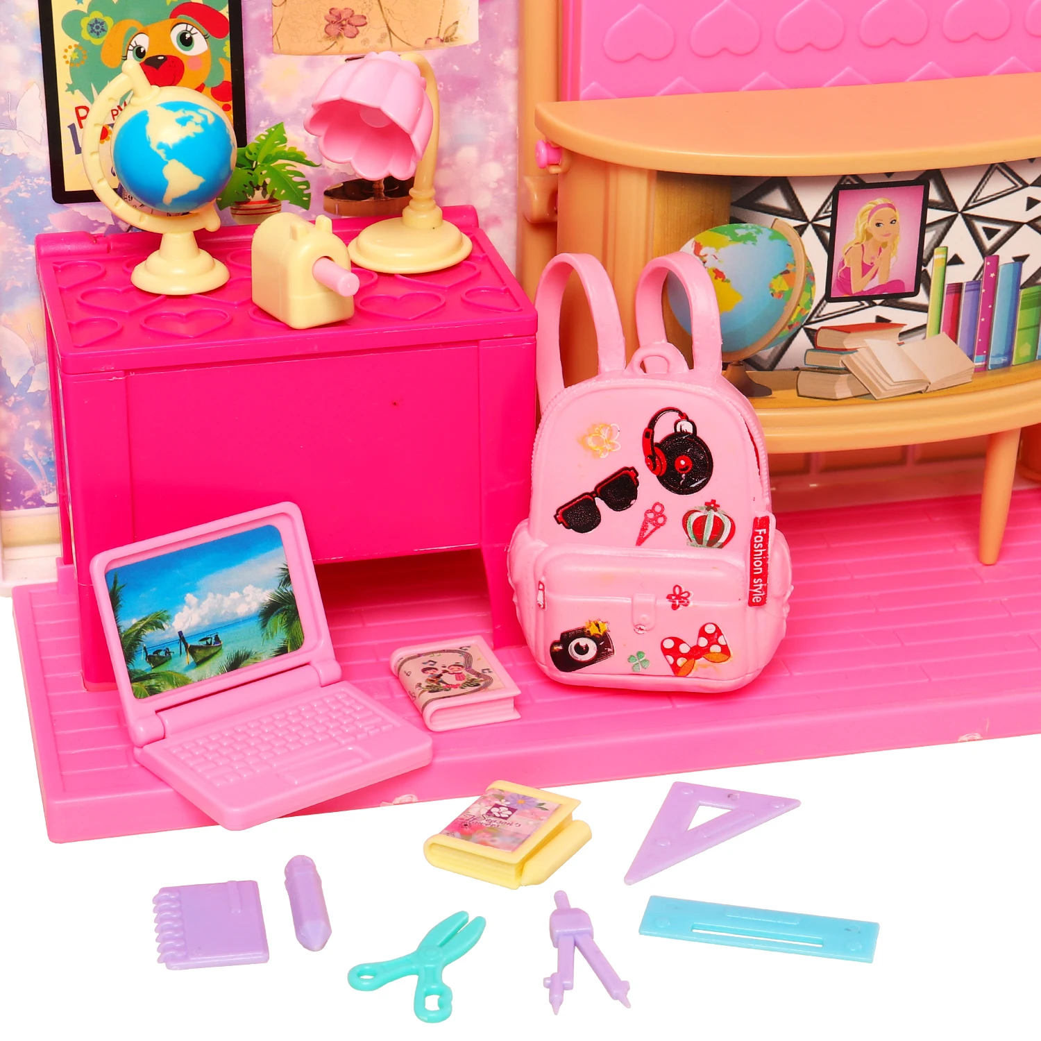 Миниатюрный Кукольный домик Kawaii аксессуары для обучения Барби 18 предметов
