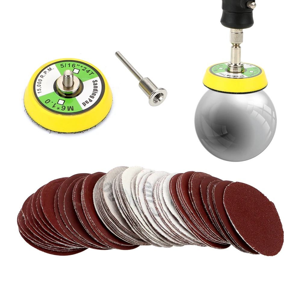 DIYWORK 60 шт./компл. наждачные круги 100/240/600/800/1000/2000 крупа для Деревообрабатывающие инструменты для чистки наждачной бумагой 2 дюйма шлифовальные колодки