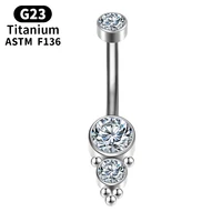 astm f136 titanium belly button rings 2 cz internally bead threaded curves abdominal barbell navel women body piercing jewelry