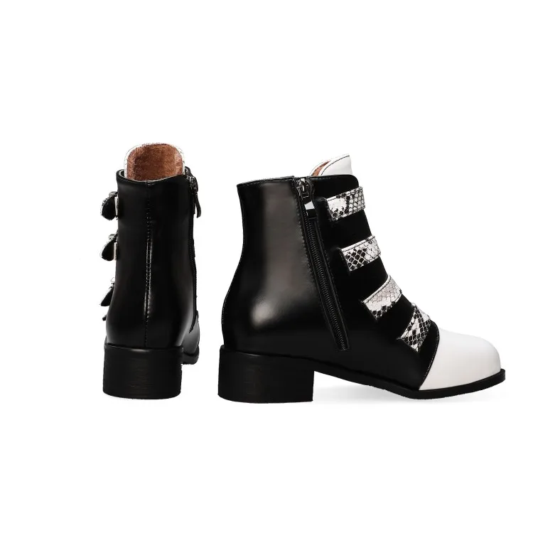 Европейский и американский стиль черные белые Ботинки martin из змеиной кожи с