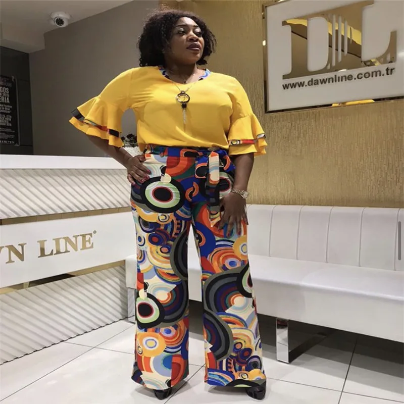 Комплект из двух предметов с принтом женская одежда в африканском стиле лето 2020