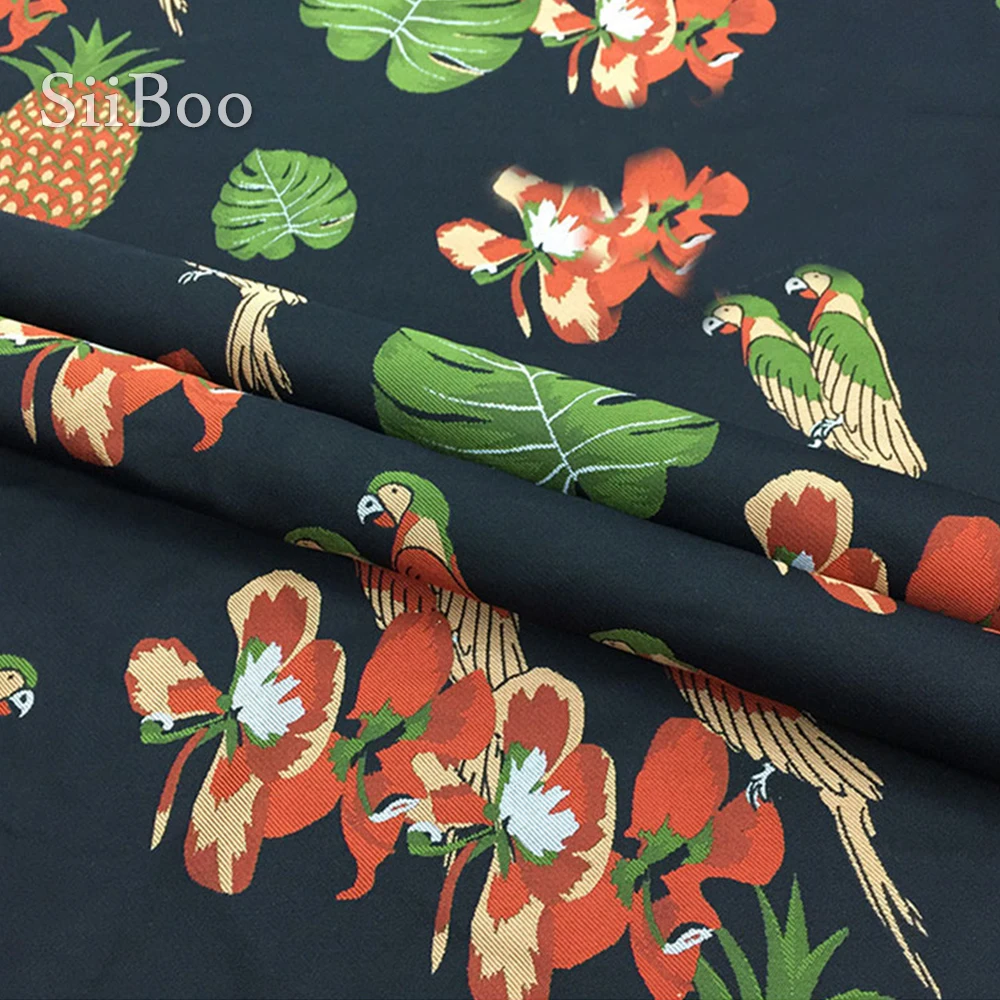 Американский стиль красный оранжевый ананас завод Птица жаккардовая парча ткань